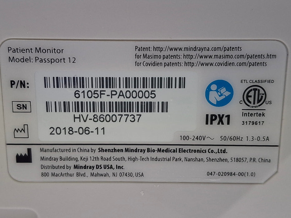 Mindray Passport 12 Patient Monitor
