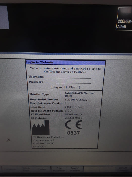 GE Healthcare Carescape B650 Patient Monitor