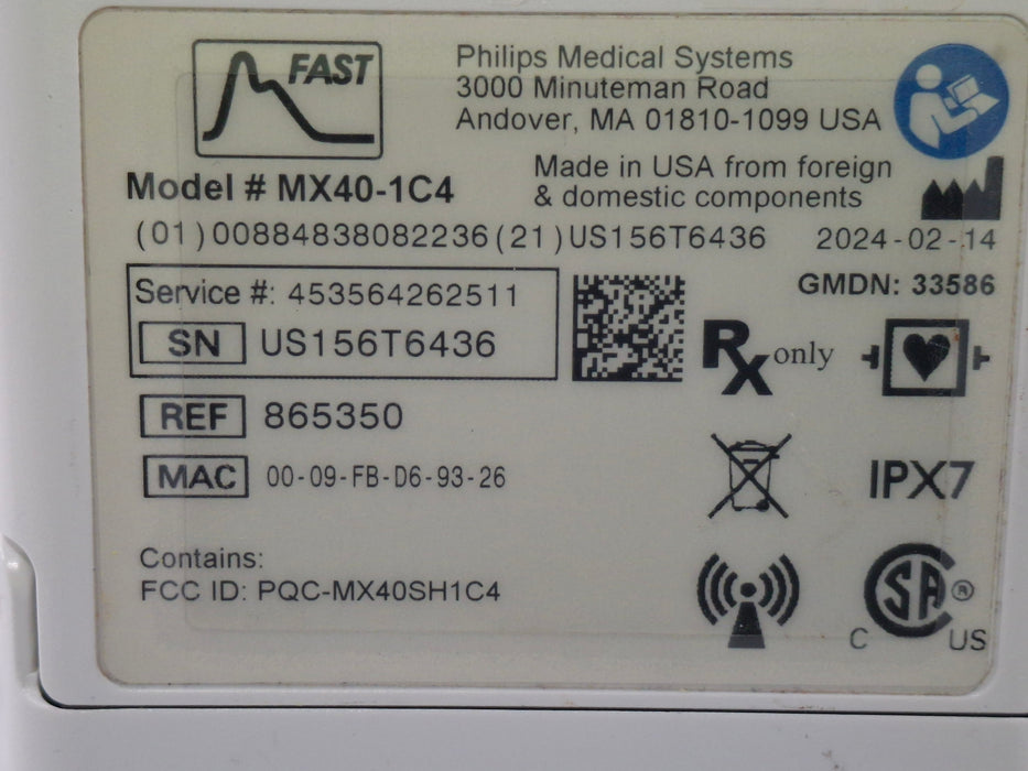 Philips MX40 1.4 ECG/SPO2 865350 Telemetry Transmitter