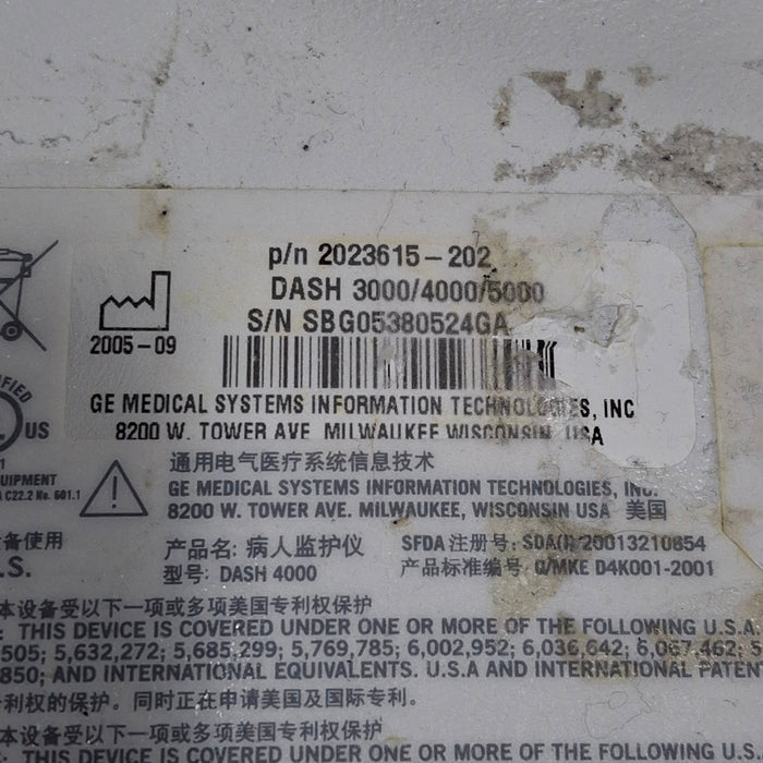 GE Healthcare Dash 4000 - GE/Nellcor SpO2 Patient Monitor