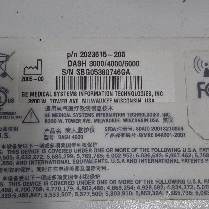 GE Healthcare Dash 4000 - GE/Nellcor SpO2 Patient Monitor