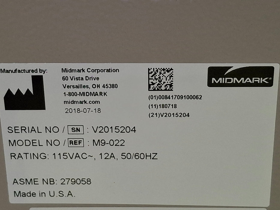 Midmark Ritter M9-022 UltraClave Autoclave Sterilizer