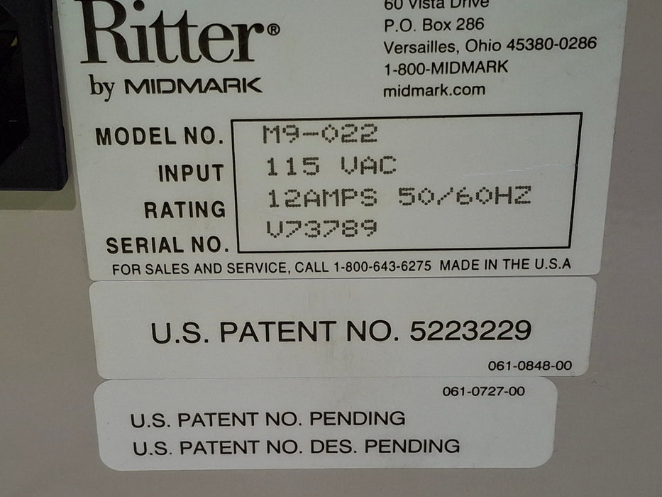 Midmark Ritter M9-022 UltraClave Autoclave Sterilizer