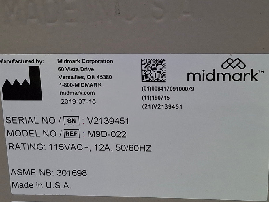 Midmark M9D Autoclave Sterilizer