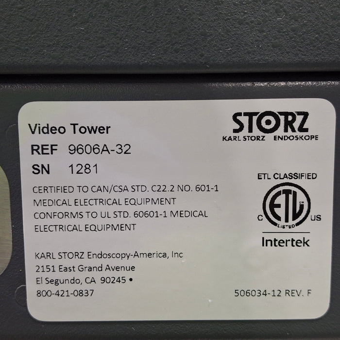 Karl Storz 9606A Video Tower Cart