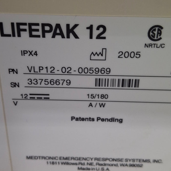 Physio-Control LifePak 12 3-Lead Defibrillator
