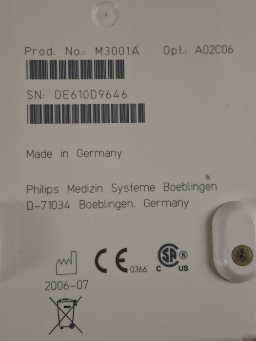 Philips M3001A-A02C06 OxiMax SpO2, NIBP, ECG, Temp, IBP MMS Module