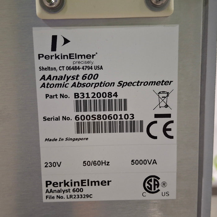 Perkin Elmer Aanalyst 600 Atomic Absorption Spectrometer