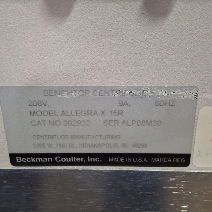 Beckman Coulter Allegra X-15R Centrifuge
