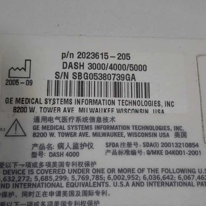 GE Healthcare Dash 4000 - GE/Nellcor SpO2 Patient Monitor