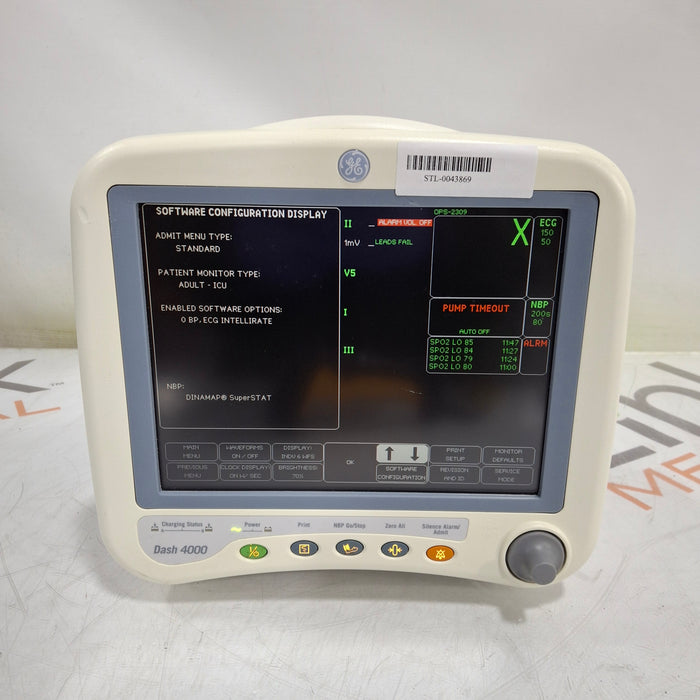 GE Healthcare Dash 4000 - Masimo SpO2 Patient Monitor