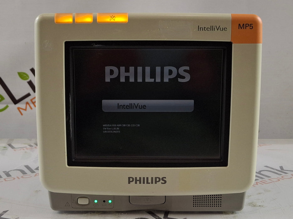 Philips Intellivue MP5 - ECG, OxiMax SpO2, NIBP Patient Monitor