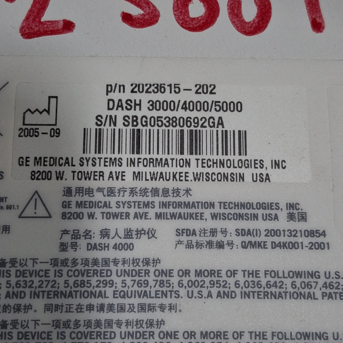 GE Healthcare Dash 4000 - GE/Nellcor SpO2 Patient Monitor