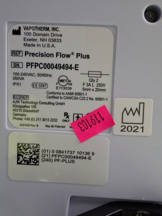 Vapotherm Precision Flow Plus Meter Humidifier