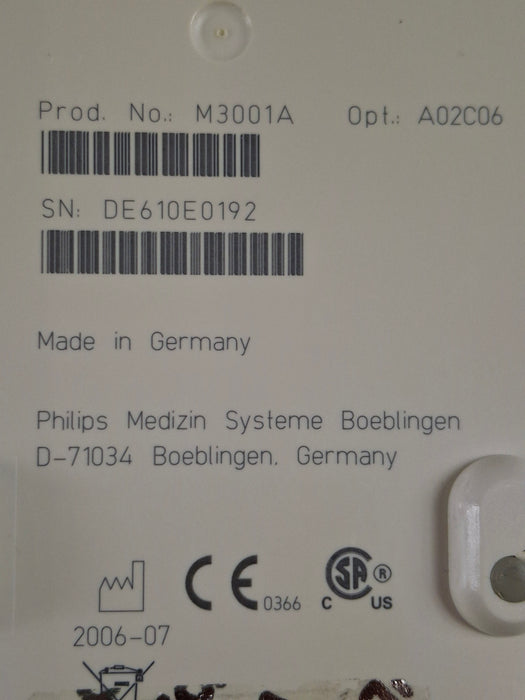 Philips M3001A-A02C06 OxiMax SpO2, NIBP, ECG, Temp, IBP MMS Module