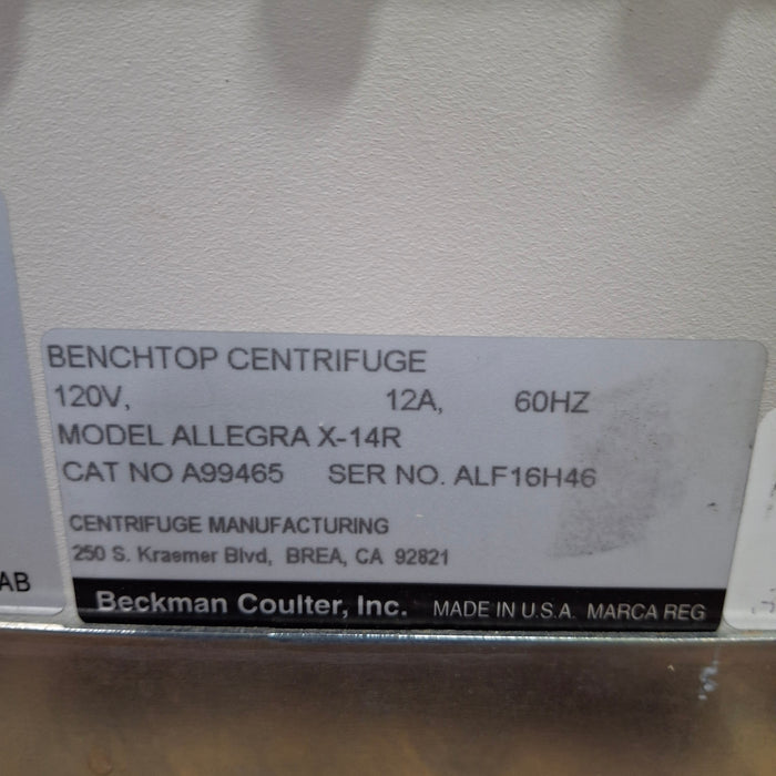 Beckman Coulter Allegra X-14R Refrigerated Benchtop Centrifuge