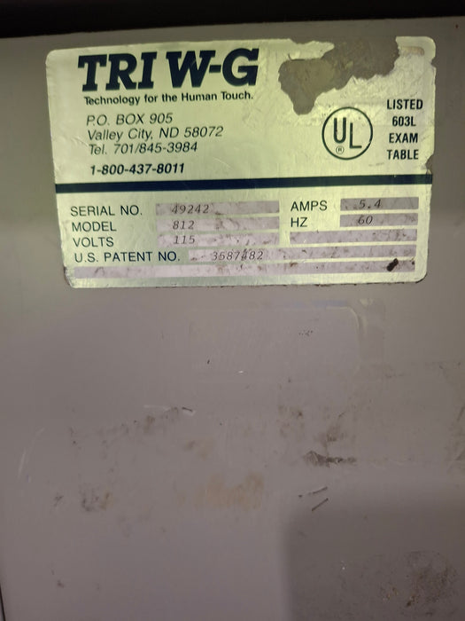 Tri W-G, Inc Tri W-G, Inc 812 Exam Table Exam Chairs / Tables reLink Online