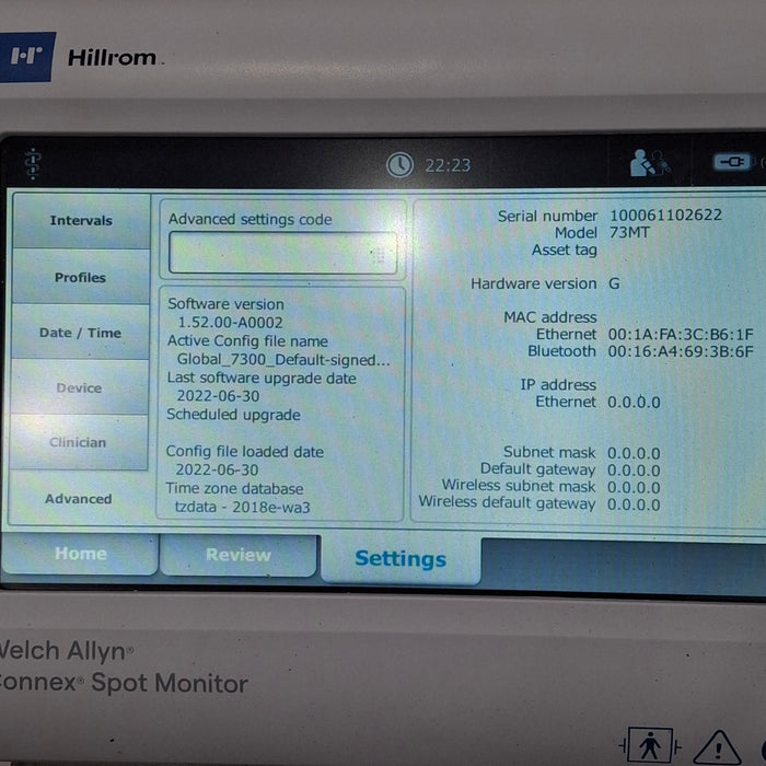 Welch Allyn Connex Spot Bluetooth - Masimo SpO2, SureTemp Monitor