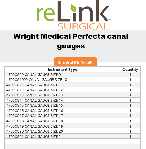Wright Medical Technology, Inc. 4290-0020 Perfecta Canal Gauges