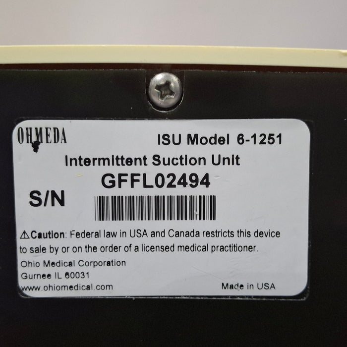 Ohmeda Medical ISU Model 6-1251 Intermittent Suction Unit