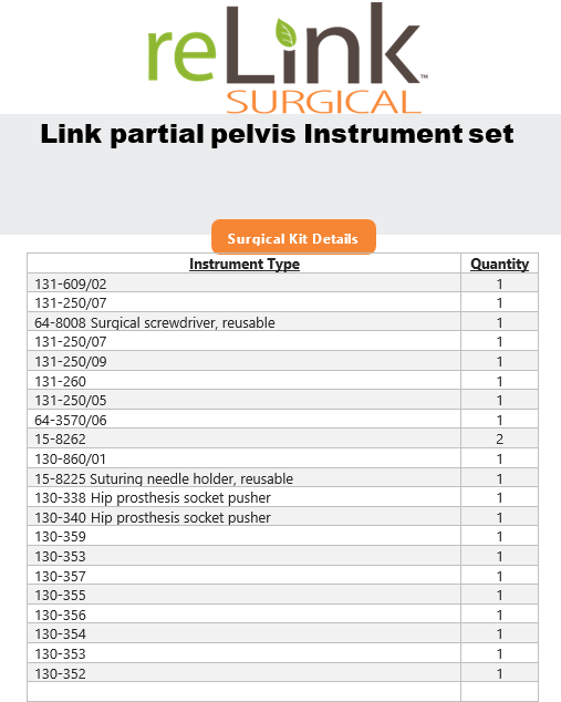 Link Partial Pelvis Instrument Set