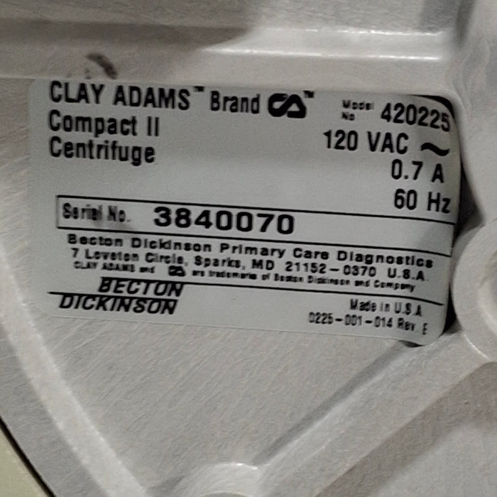 Clay Adams Compact 2 centrifuge