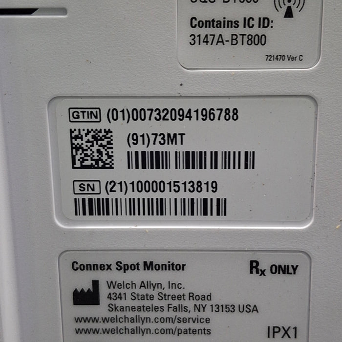 Welch Allyn Connex Spot Bluetooth - Masimo SpO2, SureTemp Monitor