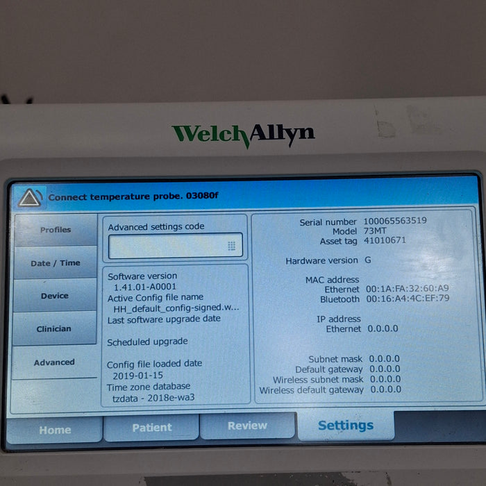 Welch Allyn Connex Spot Bluetooth - Masimo SpO2, SureTemp Monitor
