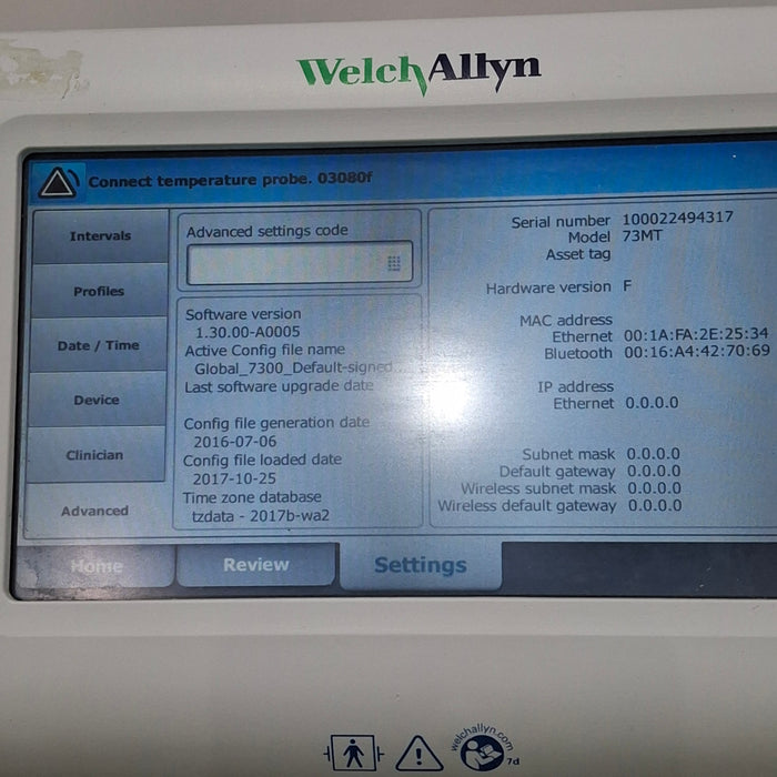 Welch Allyn Connex Spot Bluetooth - Masimo SpO2, SureTemp Monitor