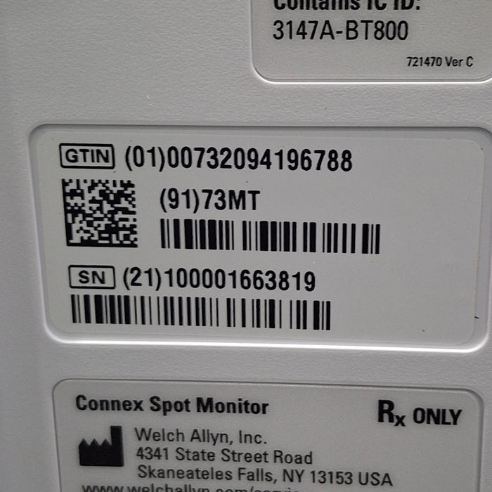 Welch Allyn Connex Spot Bluetooth - Masimo SpO2, SureTemp Monitor