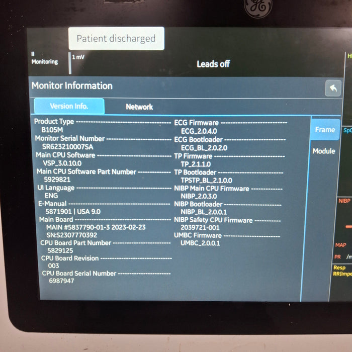 GE Healthcare B105M Patient Monitor