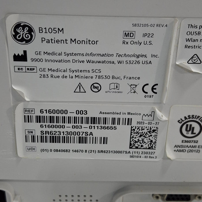 GE Healthcare B105M Patient Monitor