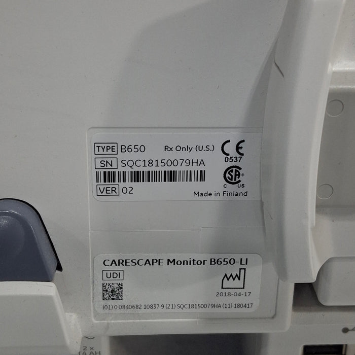GE Healthcare Carescape B650 Critical Care Patient Monitor