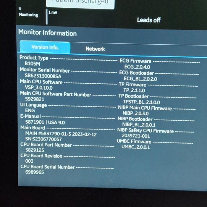 GE Healthcare B105M Patient Monitor