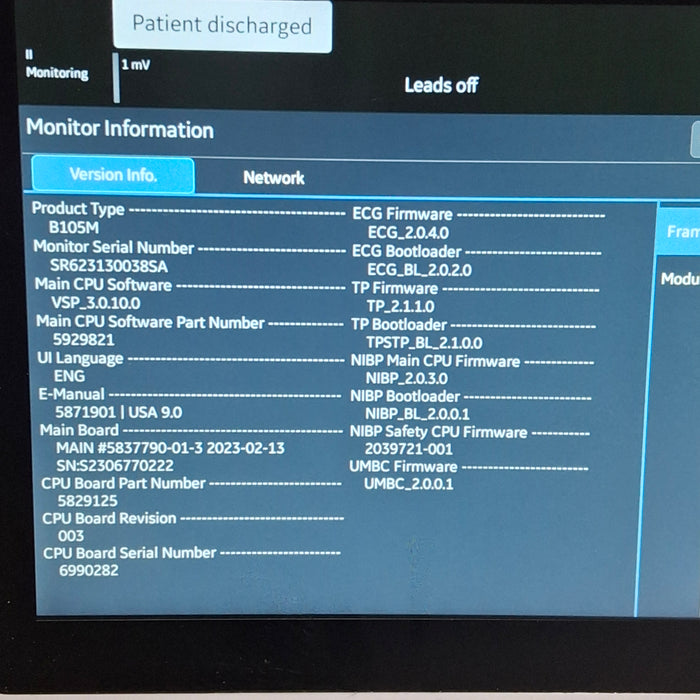 GE Healthcare B105M Patient Monitor