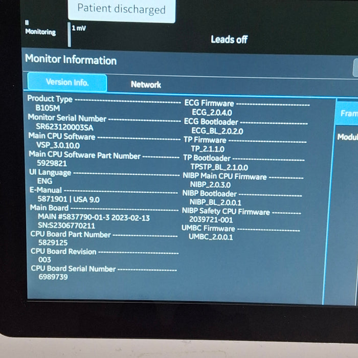 GE Healthcare B105M Patient Monitor