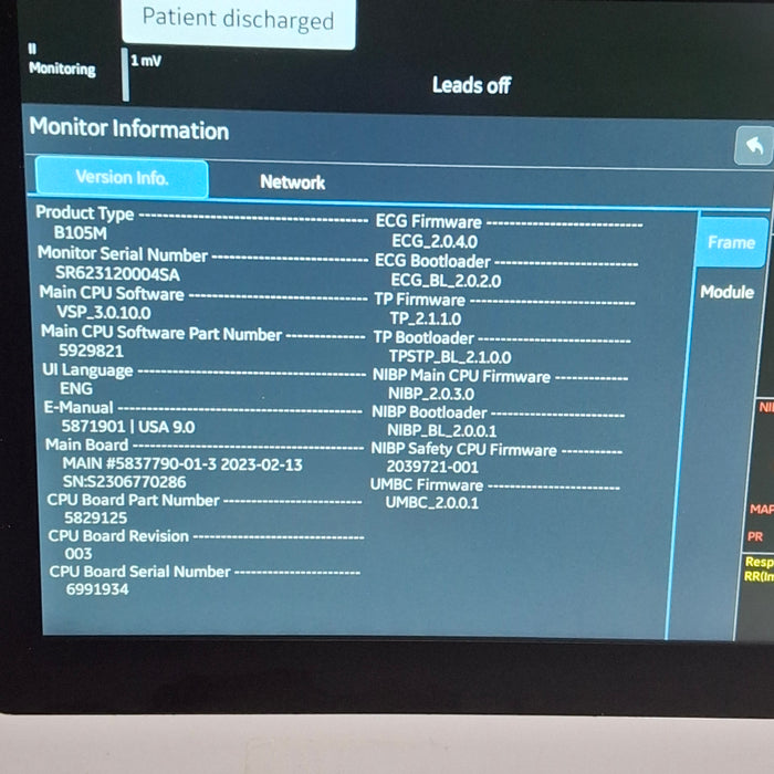 GE Healthcare B105M Patient Monitor