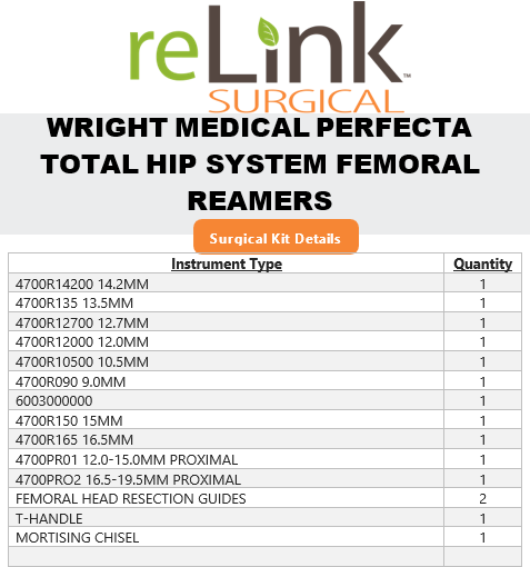 Wright Medical Technology, Inc. 4290-0040 Perfecta Total Hip System Femoral Ream