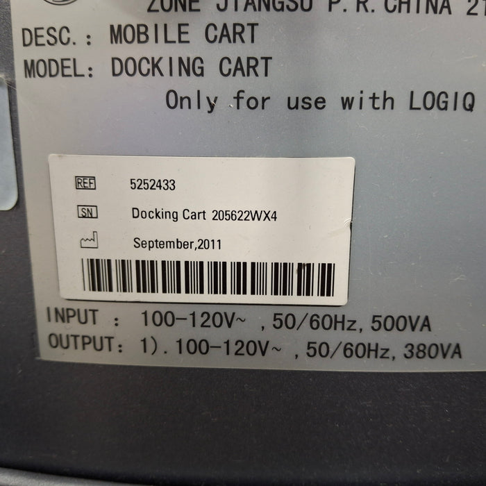 GE Healthcare Logiq e Advanced Isolation Mobile Docking Cart