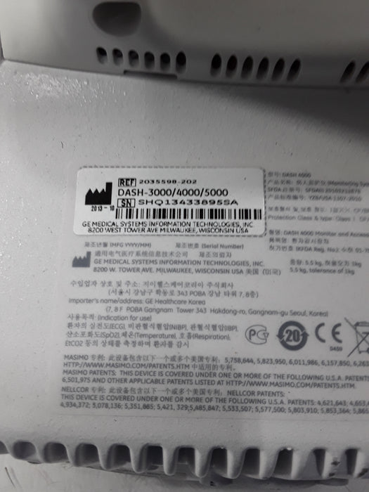 GE Healthcare Dash 4000 - Masimo SpO2 Patient Monitor