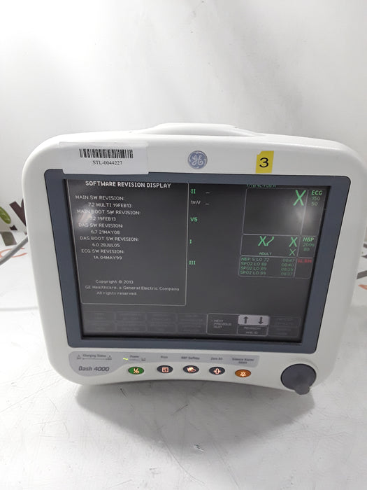 GE Healthcare Dash 4000 - Masimo SpO2 Patient Monitor
