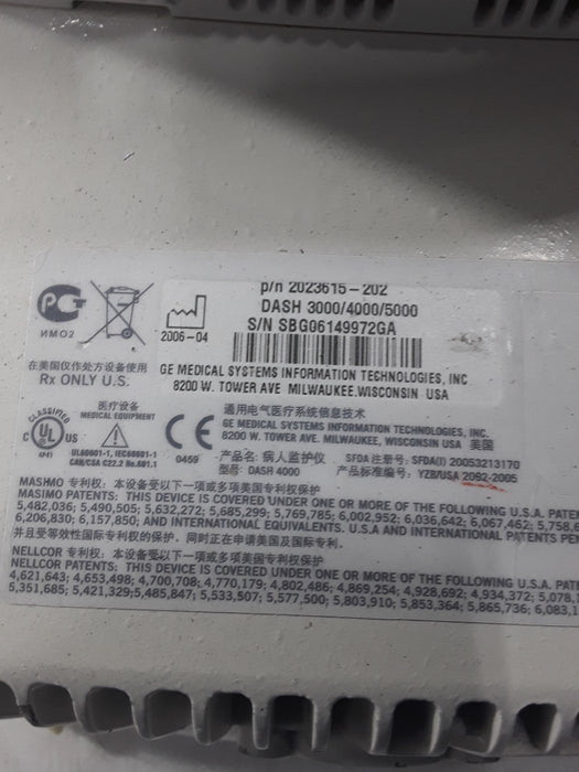 GE Healthcare Dash 4000 - GE/Nellcor SpO2 Patient Monitor