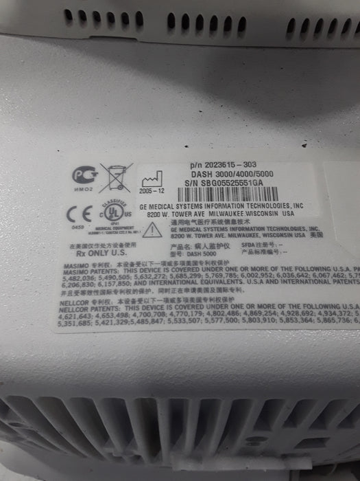 GE Healthcare Dash 5000 - GE/Nellcor SpO2 Patient Monitor