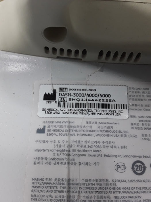 GE Healthcare Dash 5000 - GE/Nellcor SpO2 Patient Monitor