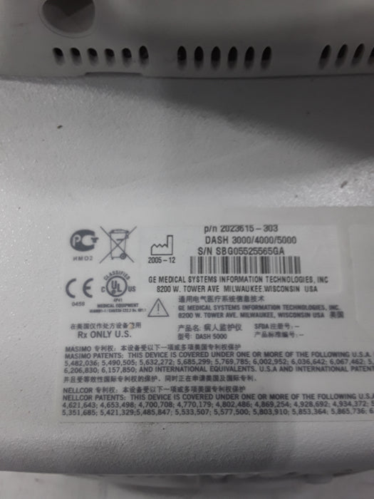 GE Healthcare Dash 5000 - GE/Nellcor SpO2 Patient Monitor