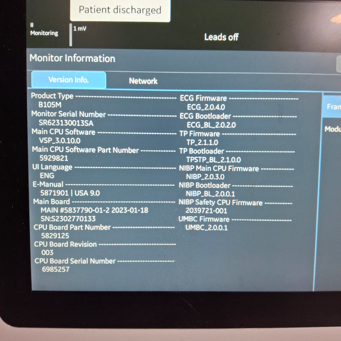 GE Healthcare B105M Patient Monitor