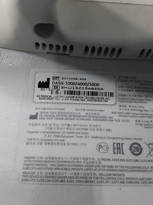 GE Healthcare Dash 5000 - GE/Nellcor SpO2 Patient Monitor