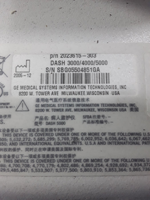 GE Healthcare Dash 5000 - GE/Nellcor SpO2 Patient Monitor