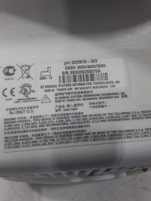 GE Healthcare Dash 5000 - GE/Nellcor SpO2 Patient Monitor