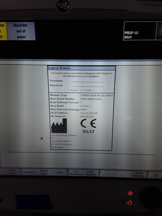 GE Healthcare Carescape B650 Patient Monitor